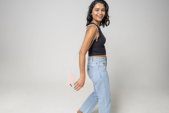 Stylish Phone Case with Adjustable Strap - Cherry Blossom