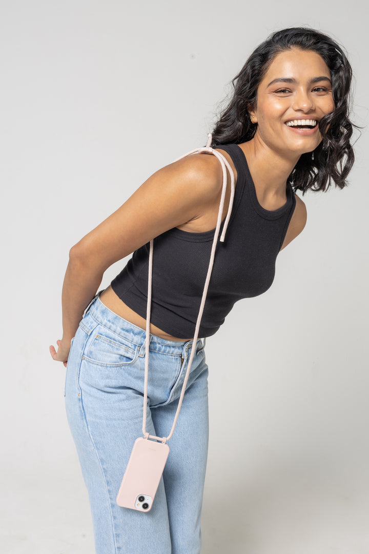 Stylish Phone Case with Adjustable Strap - Cherry Blossom