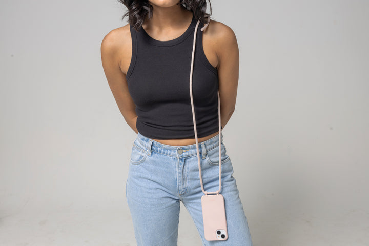 Stylish Phone Case with Adjustable Strap - Cherry Blossom