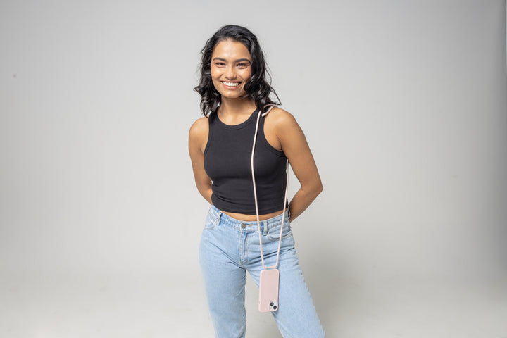 Stylish Phone Case with Adjustable Strap - Cherry Blossom