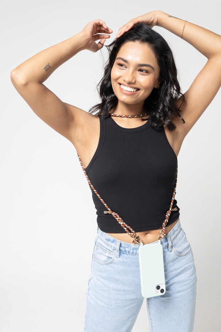 Stylish Crossbody Phone Strap – Mint Mocha Flexi Strap