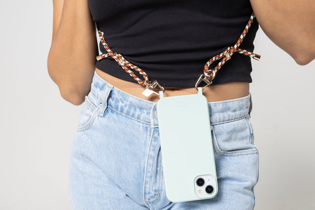 Stylish Crossbody Phone Strap – Mint Mocha Flexi Strap