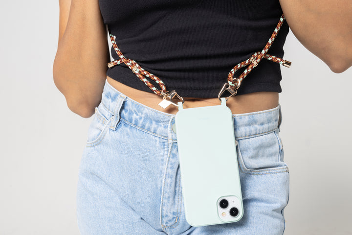 Minty Nomad: Stylish Crossbody Phone Case with Adjustable Strap