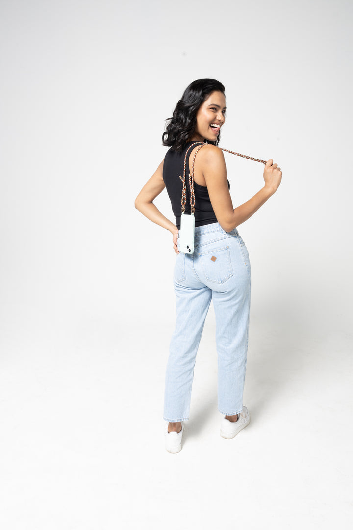 Minty Nomad: Stylish Crossbody Phone Case with Adjustable Strap