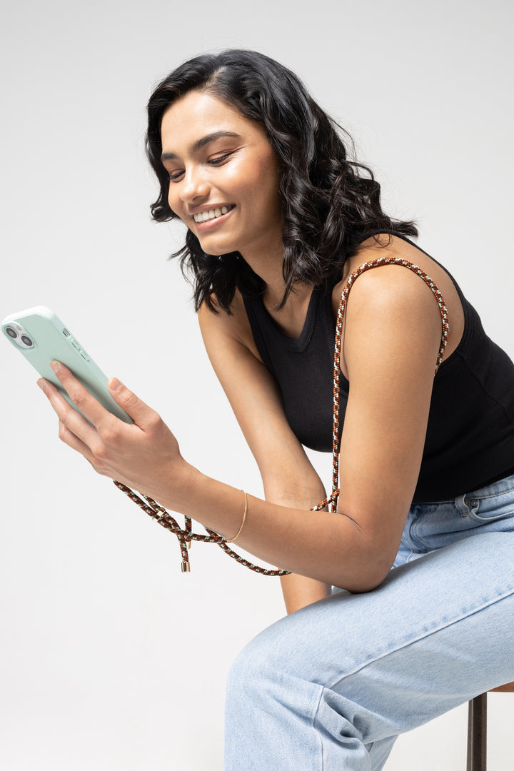 Minty Nomad: Stylish Crossbody Phone Case with Adjustable Strap