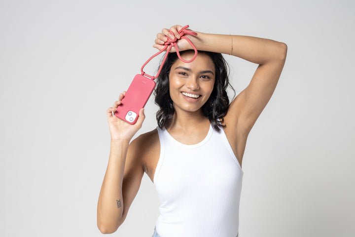 Strap-N-Go: Raspberry Rush – Stylish Hands-Free Phone Case