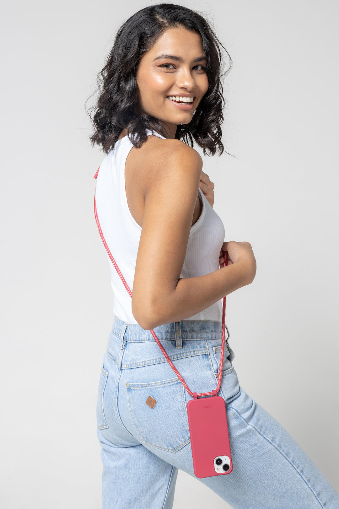 Strap-N-Go: Raspberry Rush – Stylish Hands-Free Phone Case