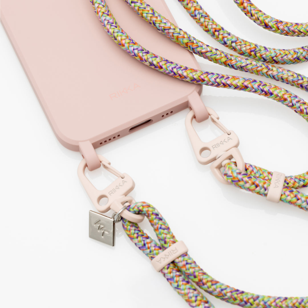 Rosy Rainbow Phone Case with Adjustable Crossbody Strap