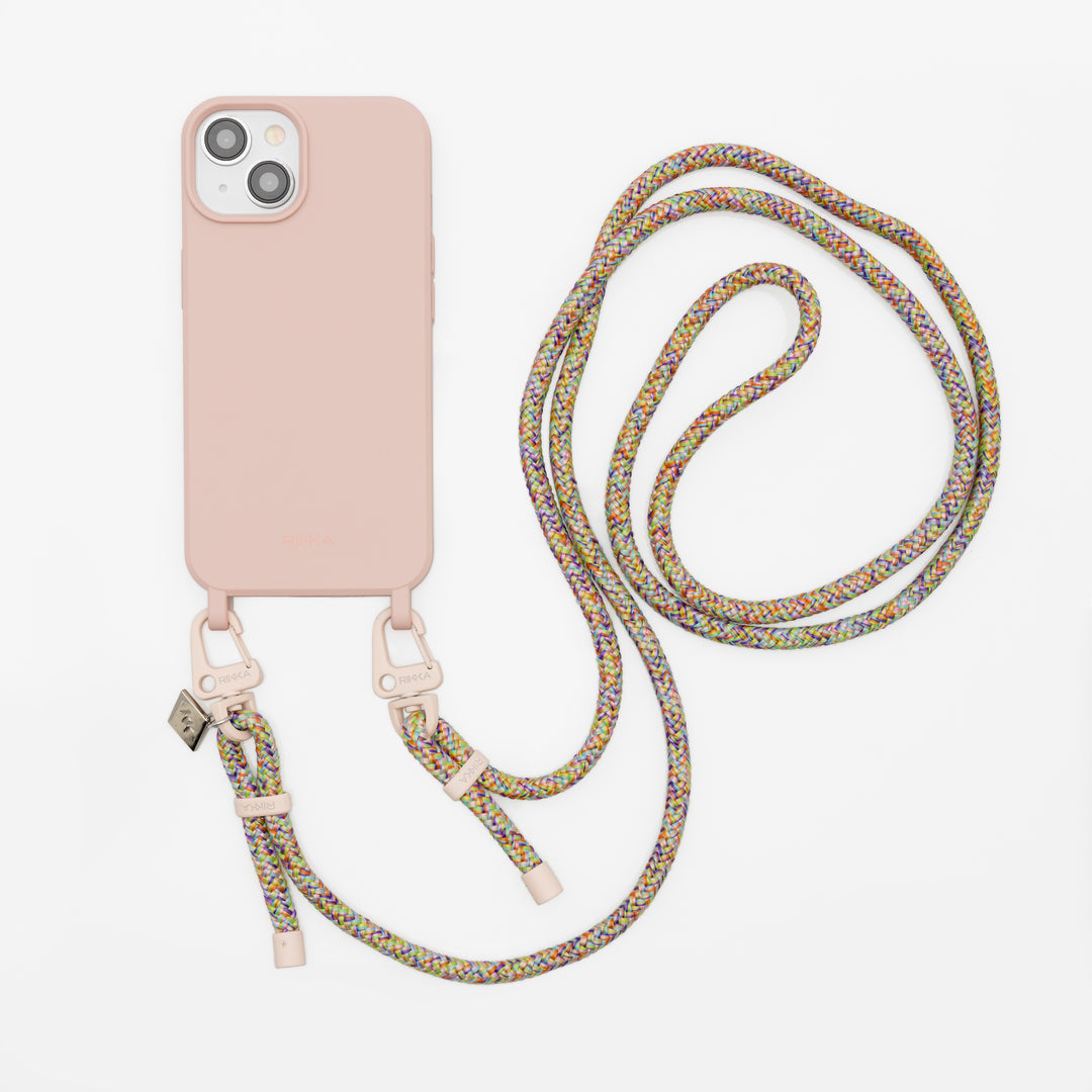Rosy Rainbow Phone Case with Adjustable Crossbody Strap