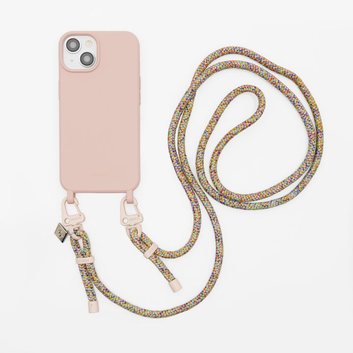 Rosy Rainbow Phone Case with Adjustable Crossbody Strap