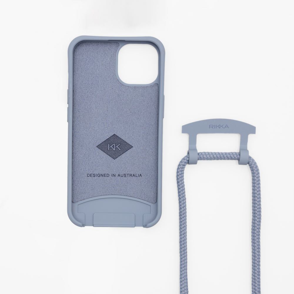Strap-N-Go Misty Blue: Stylish Hands-Free Phone Case with Strap