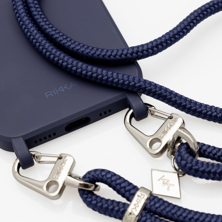 Navy Duo: Stylish Phone Case with Adjustable Crossbody Strap