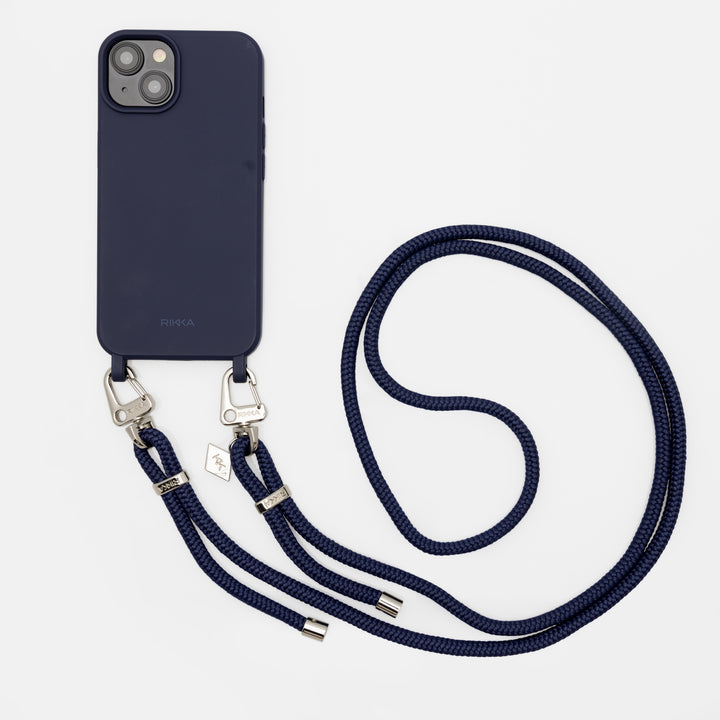 Navy Duo: Stylish Phone Case with Adjustable Crossbody Strap