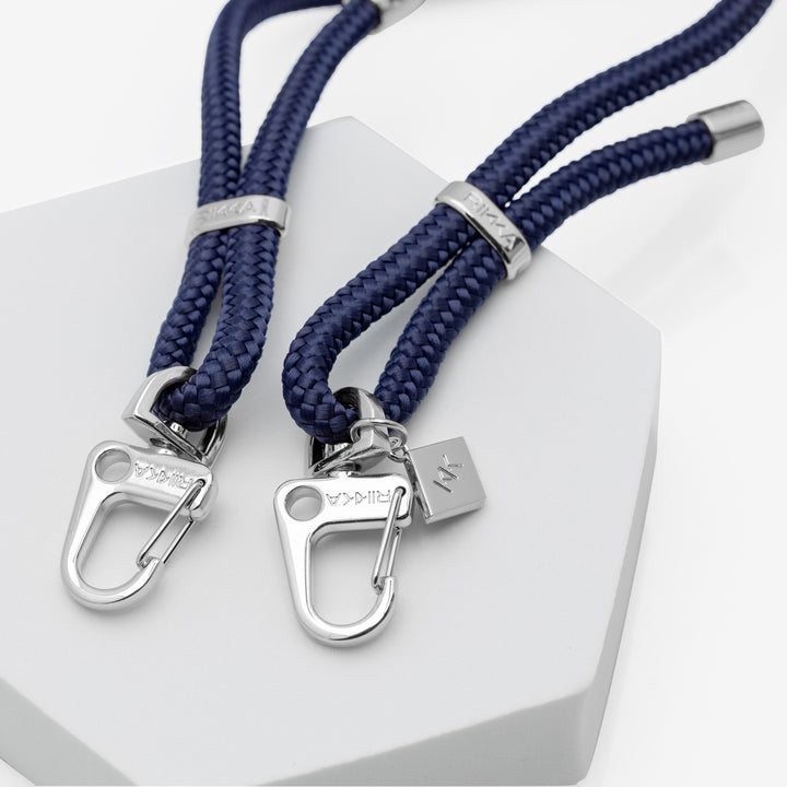 Navy Duo: Stylish Phone Case with Adjustable Crossbody Strap
