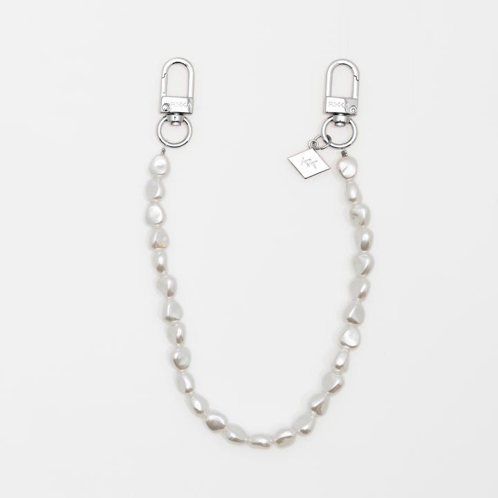 silver pearl wrist strap